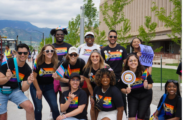 Group of UCCS student and staff at pride parade